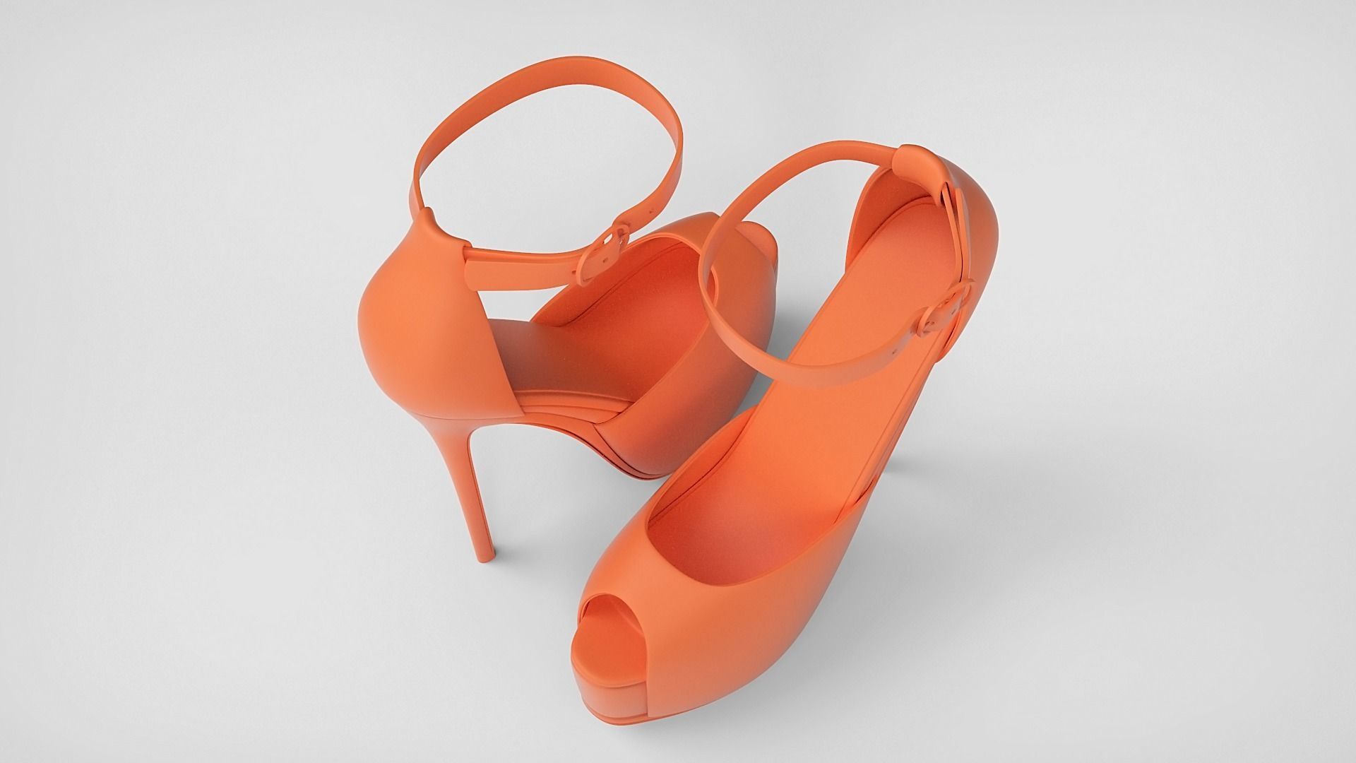 Beautiful Peep Toe Platform High Heels Shoes with Ankle Strap 3D model_52