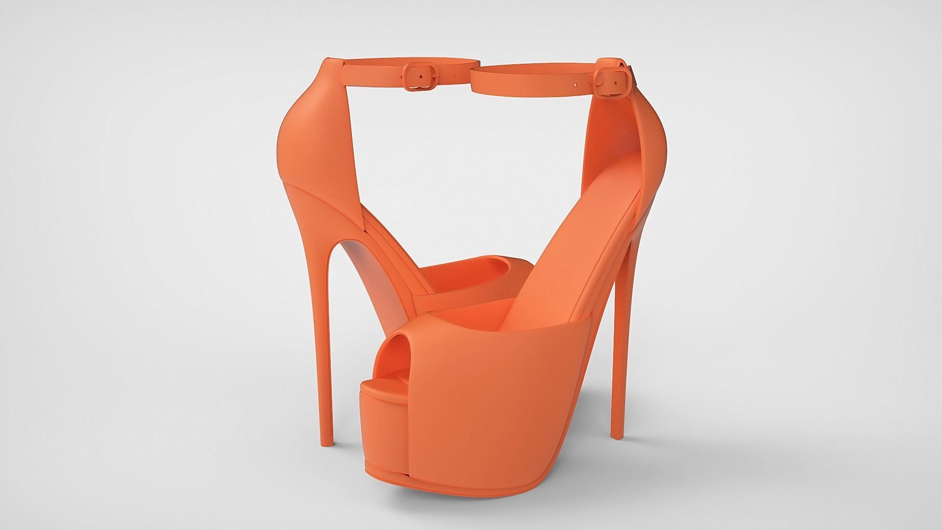 Beautiful Peep Toe Platform High Heels Shoes with Ankle Strap 3D model_47