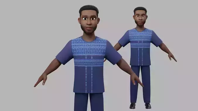 Cartoon Man African Low-poly 3D model