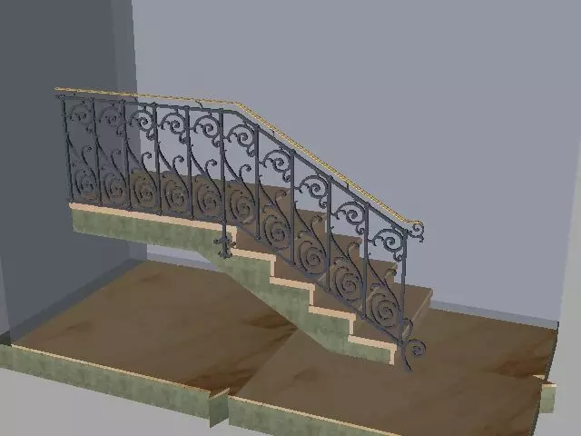 Wrought iron railing 3D model_0