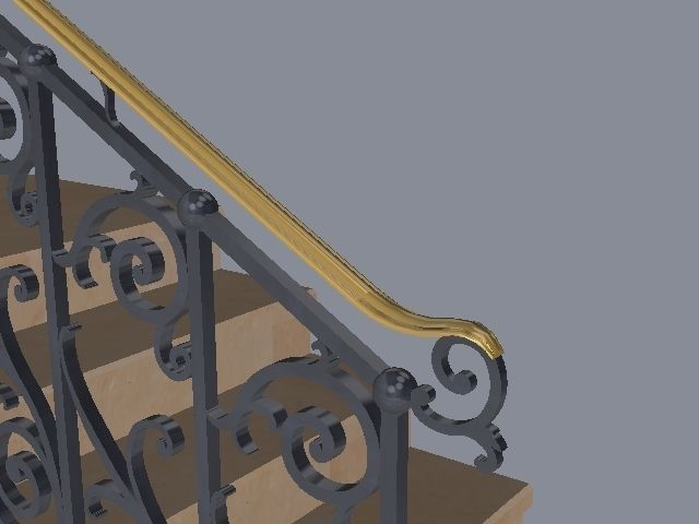 Wrought iron railing 3D model_4
