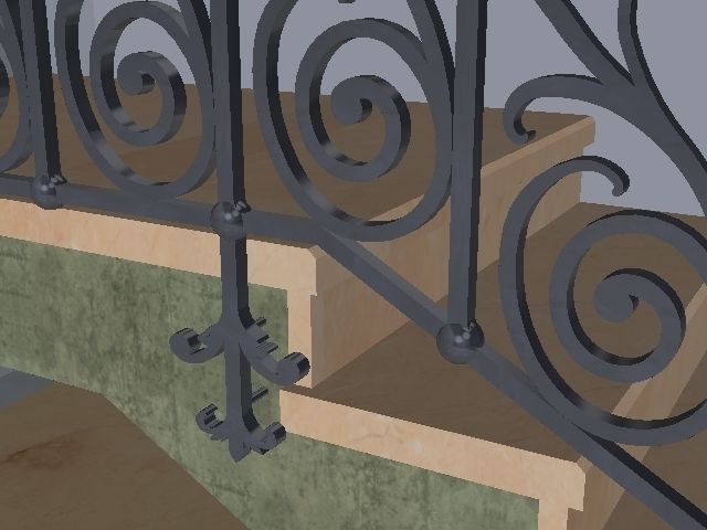 Wrought iron railing 3D model_1