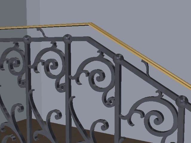 Wrought iron railing 3D model_2