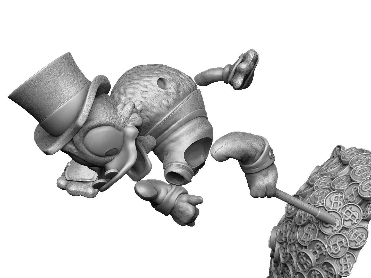 SCROOGE McDuck for 3D printing 2 OPTIONS 3D print model_57