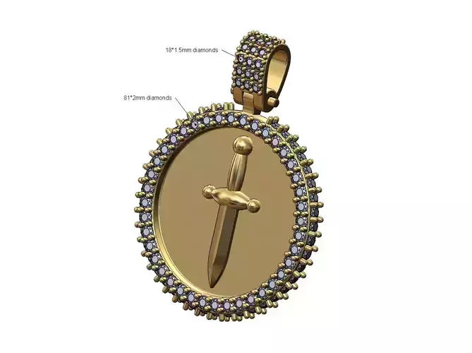 Iced dagger diamond pendant with bail