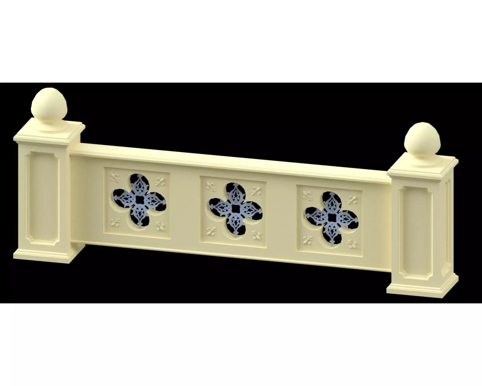 Stone Marble Fence Handrailing 3D model_0