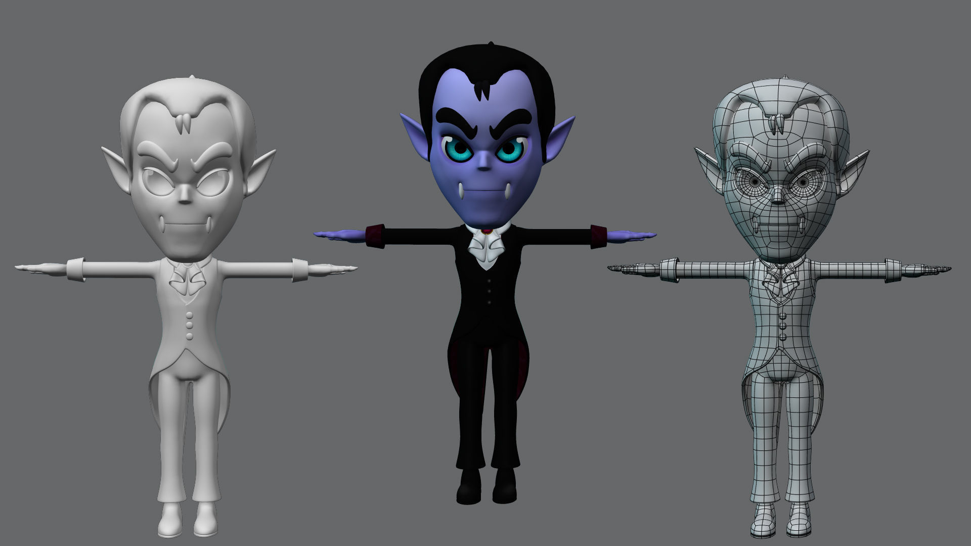 Halloween Vampire  Low-poly 3D model_2