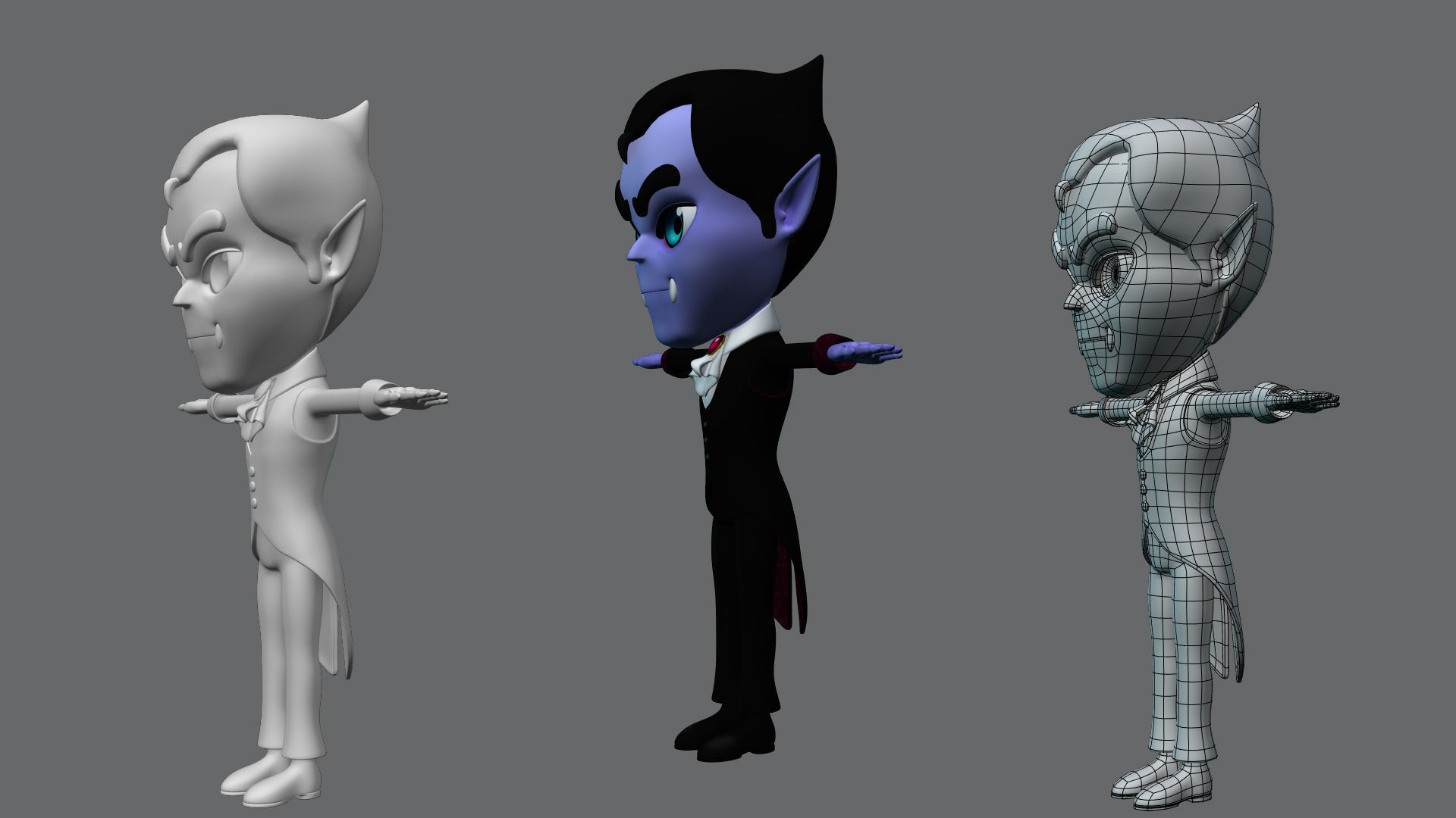 Halloween Vampire  Low-poly 3D model_3
