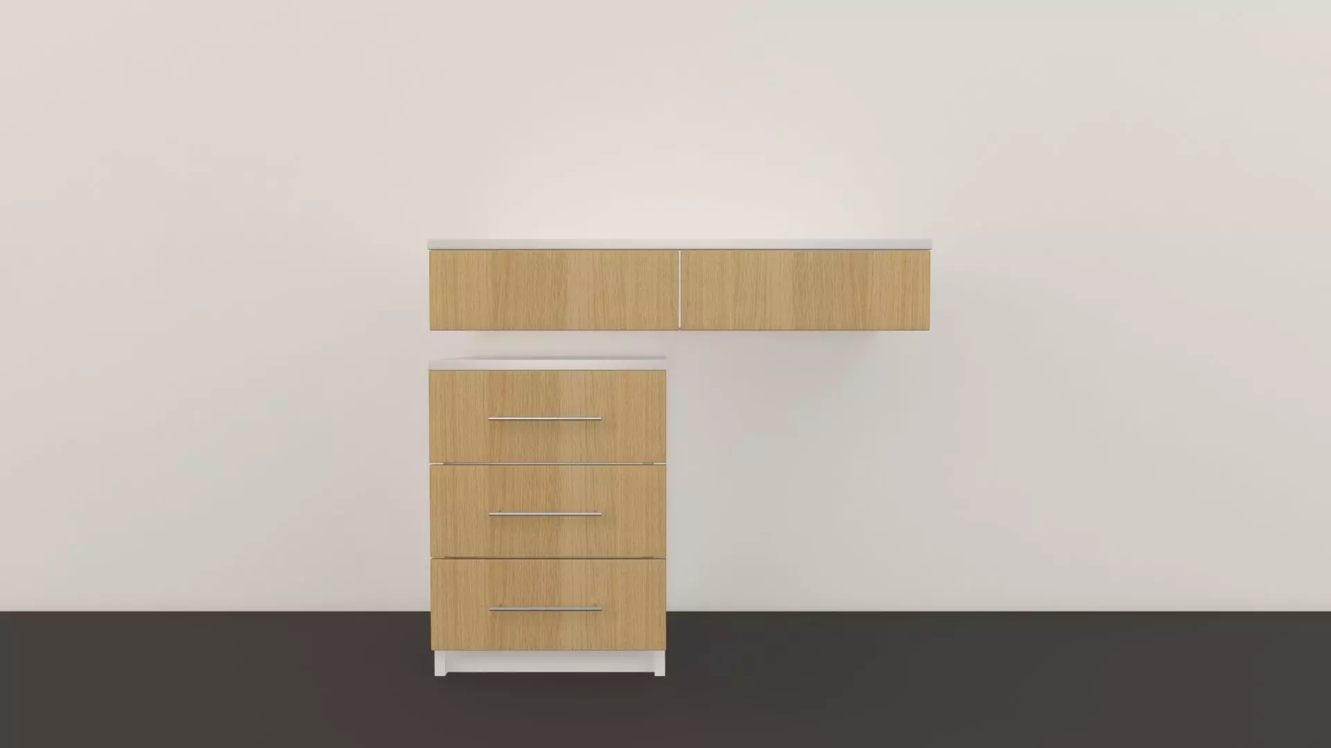 Drawers cabinet with two and wall 3D model_0