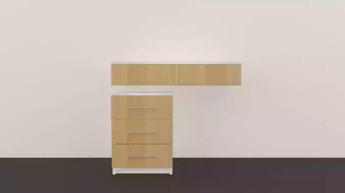 Drawers cabinet with two and wall