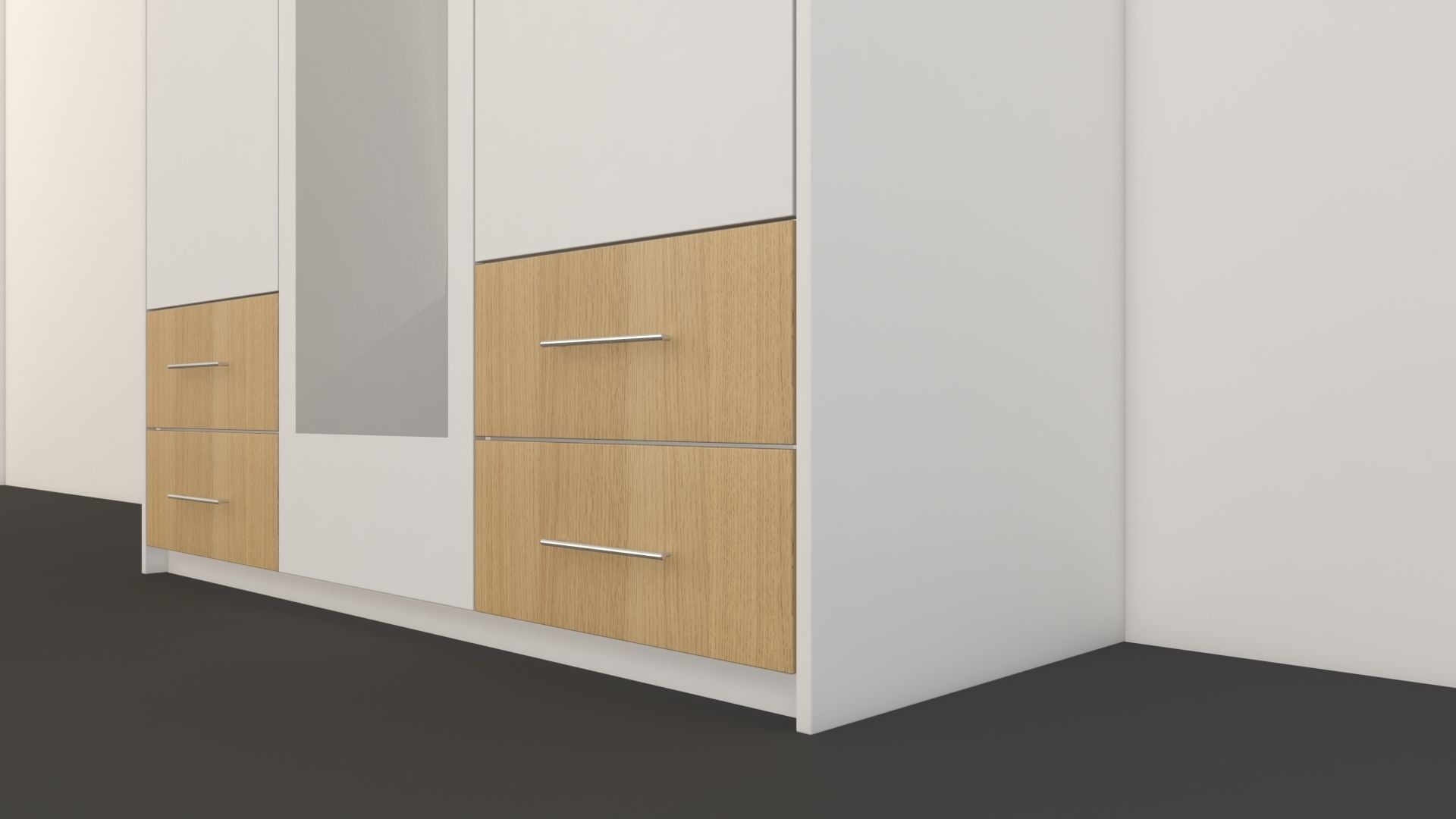 Wardrobe with wooden drawers 3D model_1