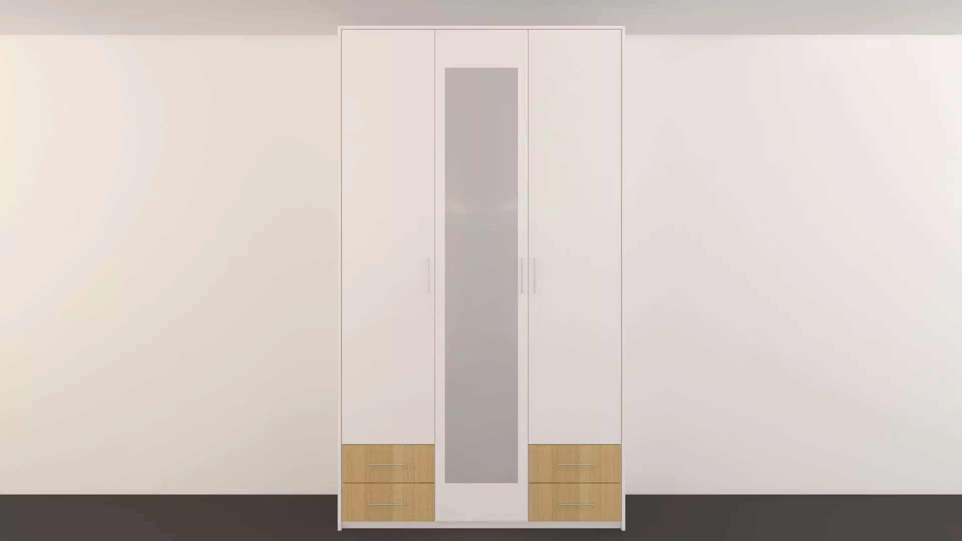 Wardrobe with wooden drawers 3D model_0