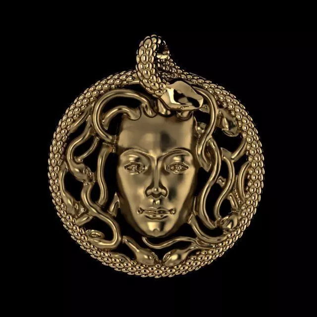 medosa gold medusa pendant 3D print model_0