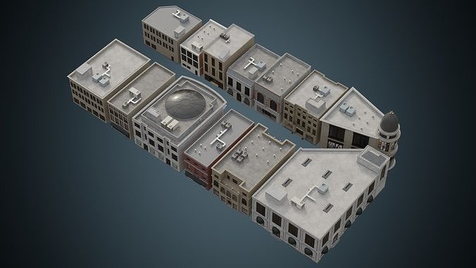 Buildings Collection 3 city Low-poly 3D model 3