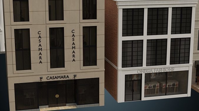 Buildings Collection 3 city Low-poly 3D model 7