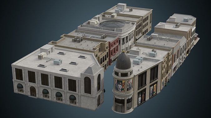 Buildings Collection 3 city Low-poly 3D model 2