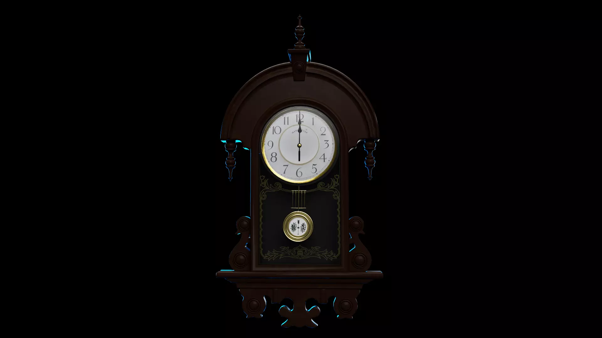 Fancy Pendulum Wall Clock 3D model_0