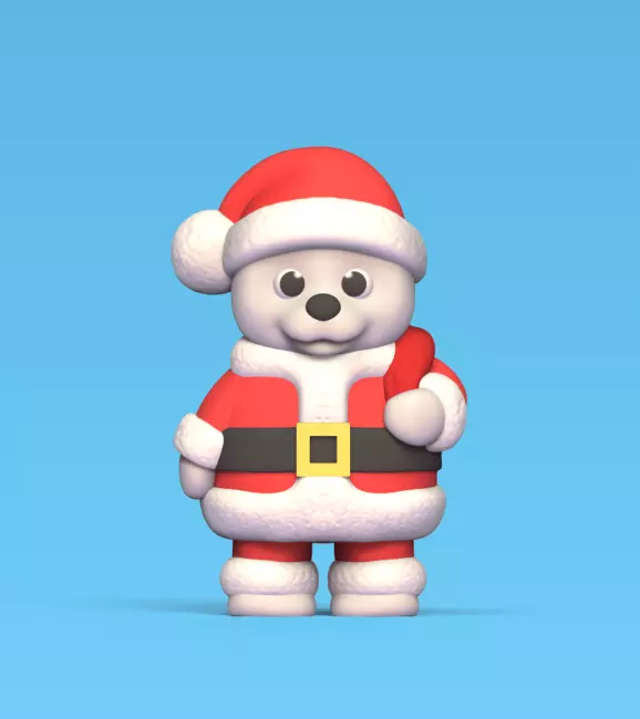 Bear Santa Claus 3D print model_0