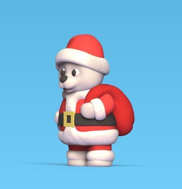 Bear Santa Claus 3D print model_1
