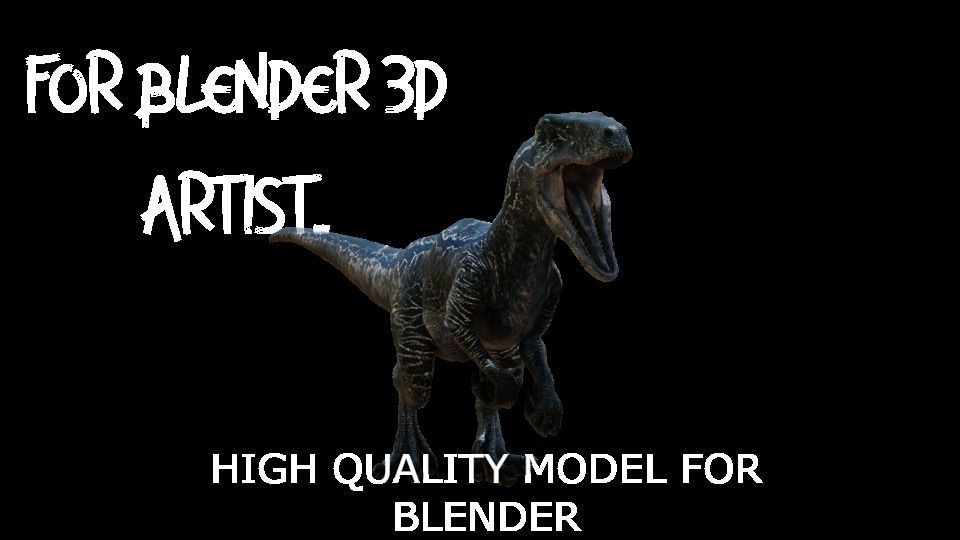Blue 3d model dinsaur rig for blender 3D model_4