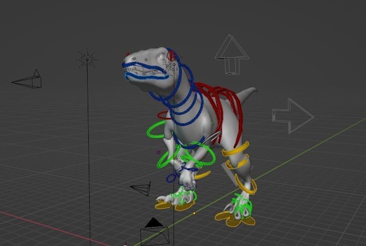 Blue 3d model dinsaur rig for blender 3D model_5
