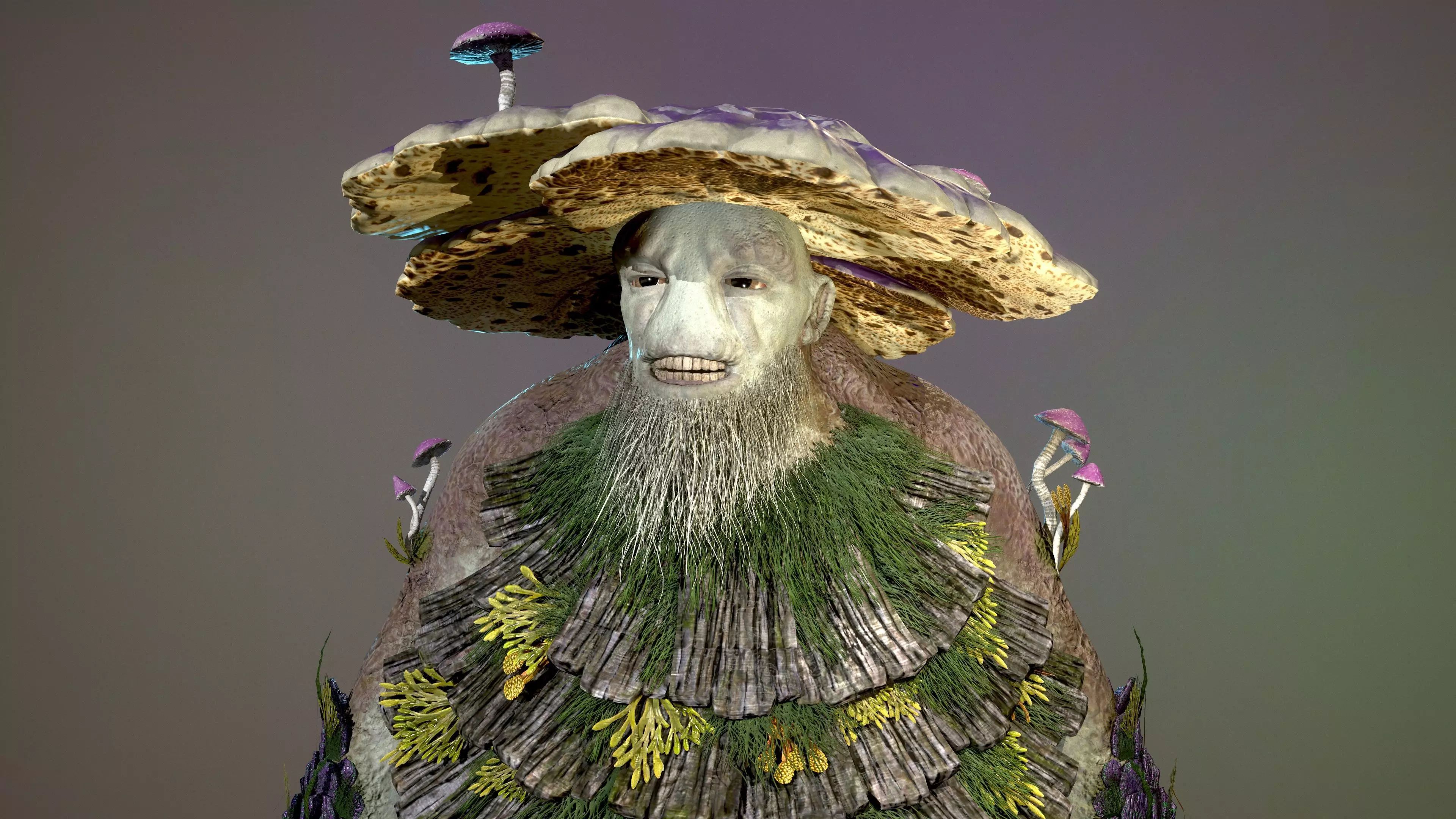 Ancient mushroom creature Low-poly 3D model