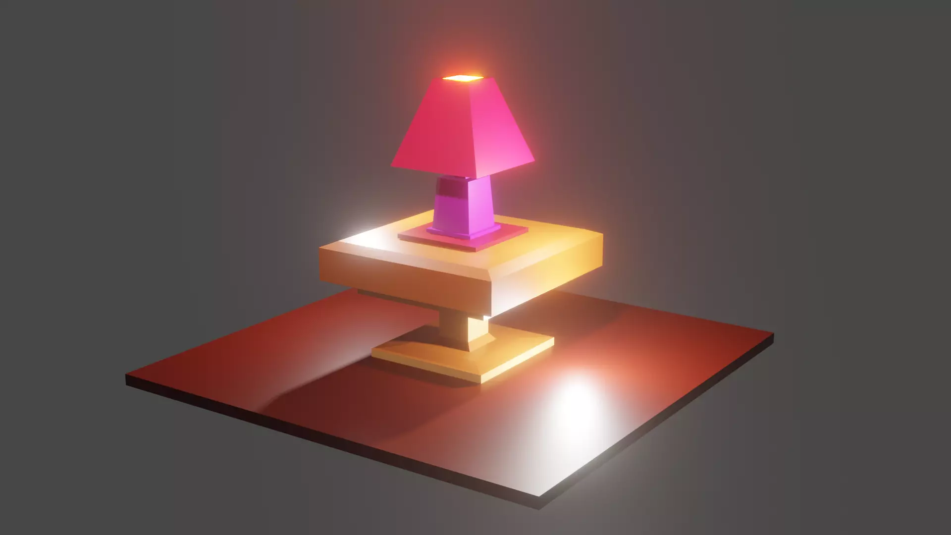 Table and table lamp Free low-poly 3D model_0