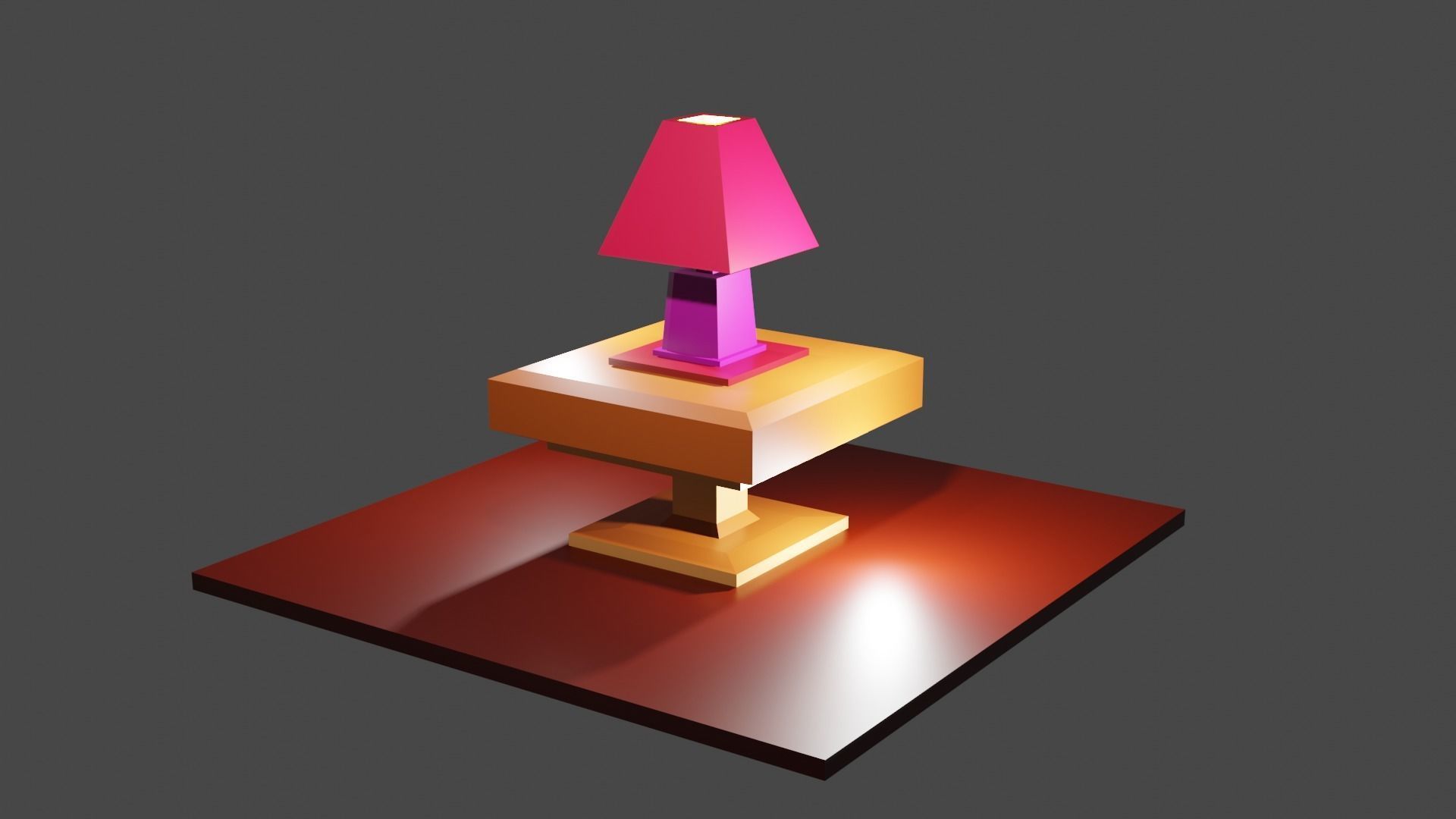 Table and table lamp Free low-poly 3D model_1