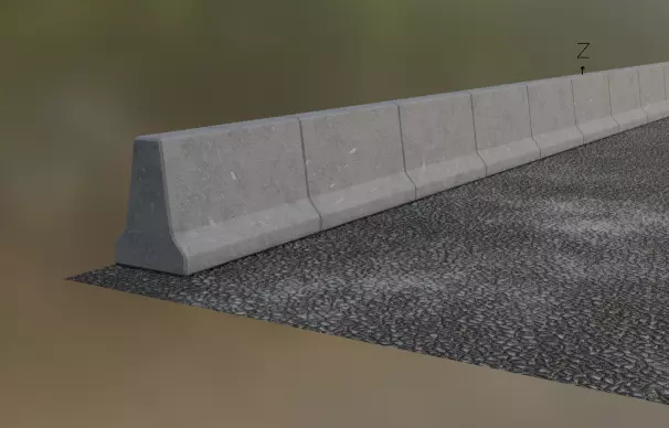 Barrier concrete curb on side of road 3D model_0