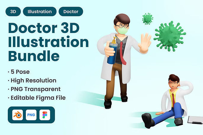 3D Character Doctor Illustration 3D model