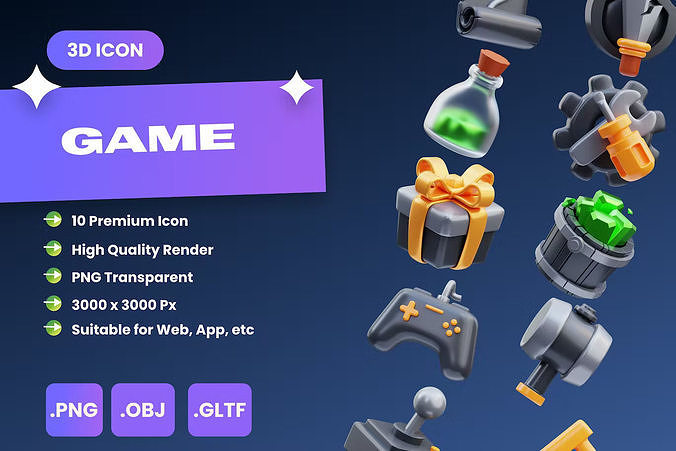 Games 3D Icons Free low-poly 3D model
