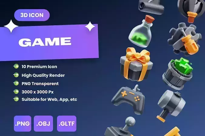 Games 3D Icons Free low-poly 3D model