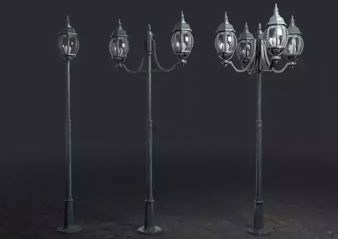 Set of Bounded Street Lamps 3D model