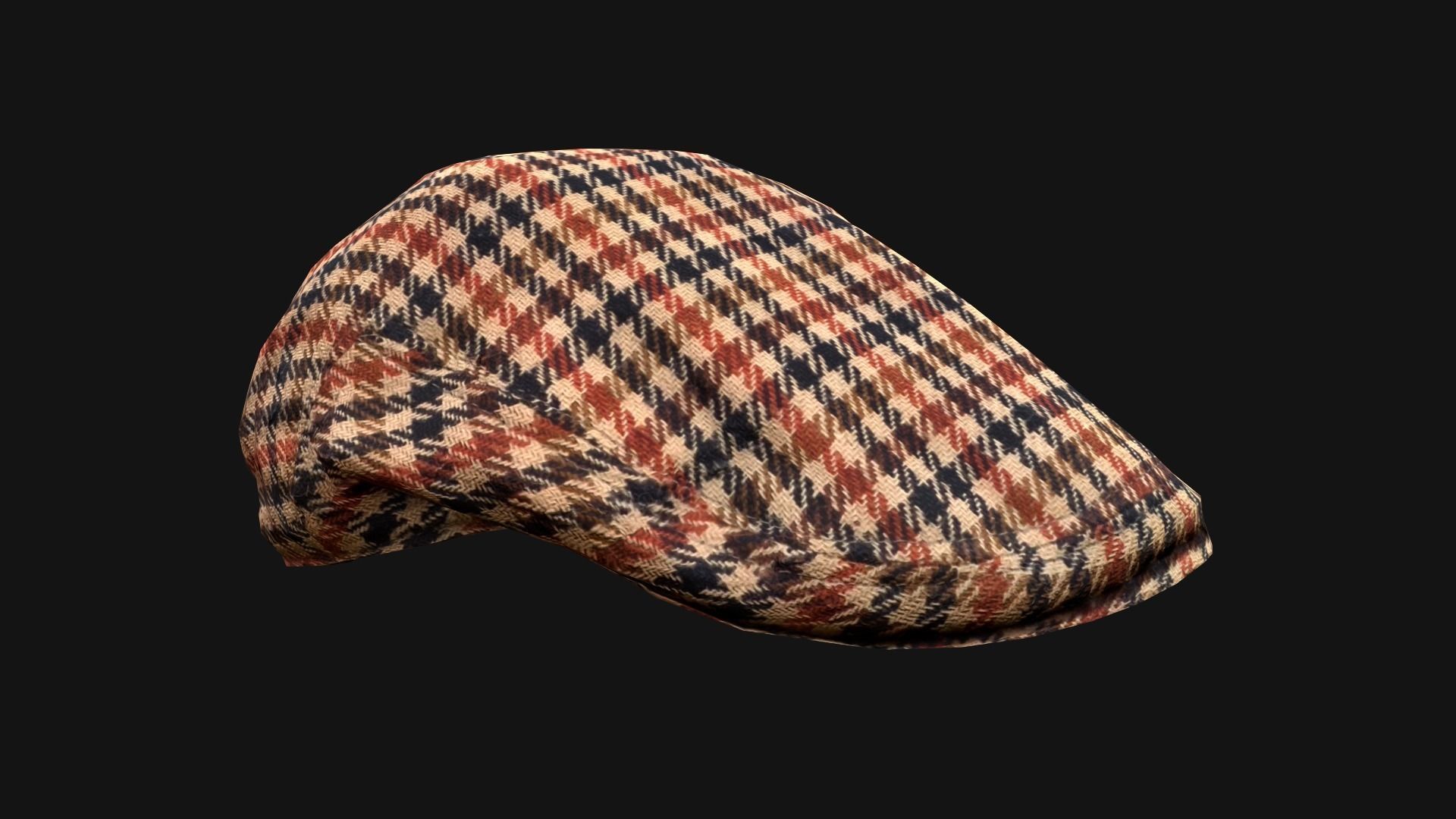 Flat Cap Low-poly 3D model_16