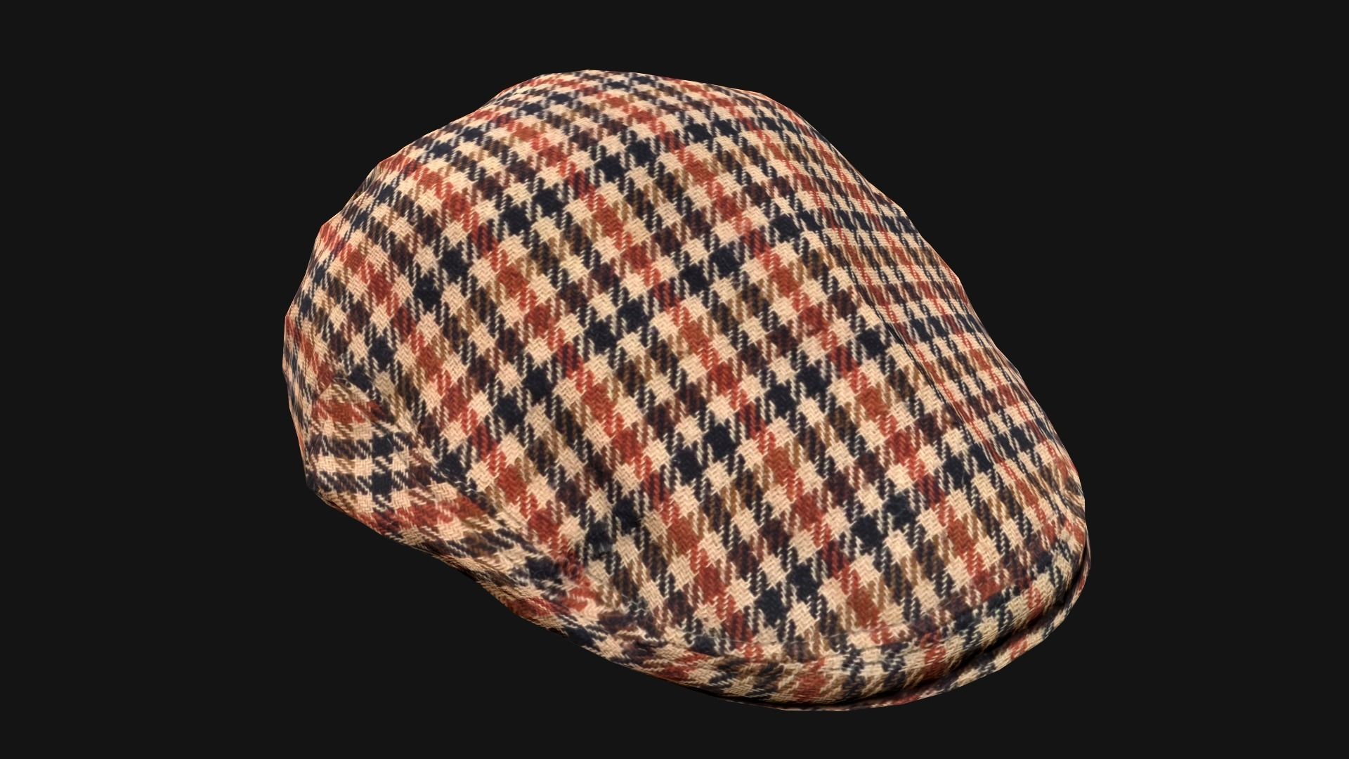 Flat Cap Low-poly 3D model_4