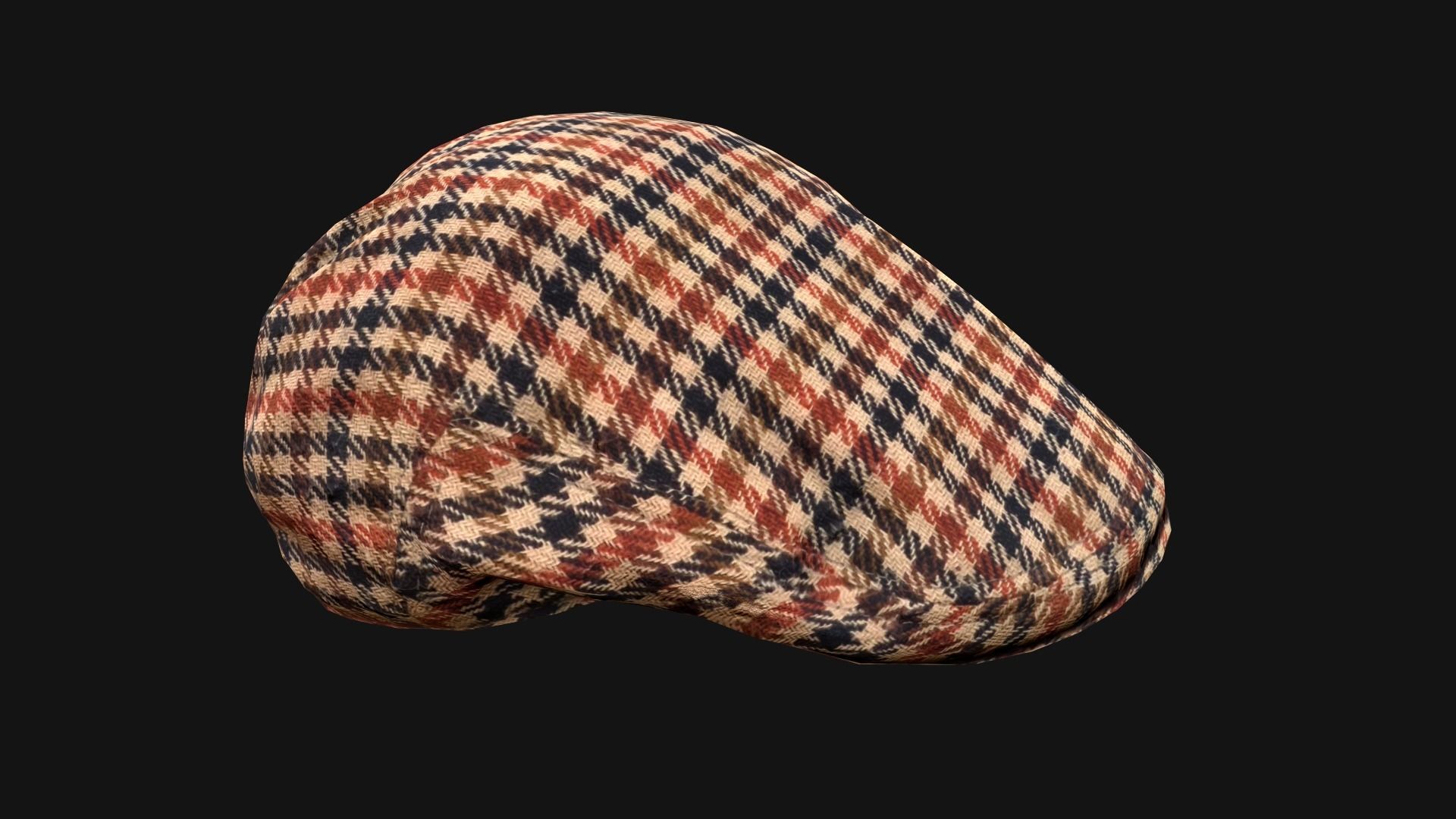 Flat Cap Low-poly 3D model_5