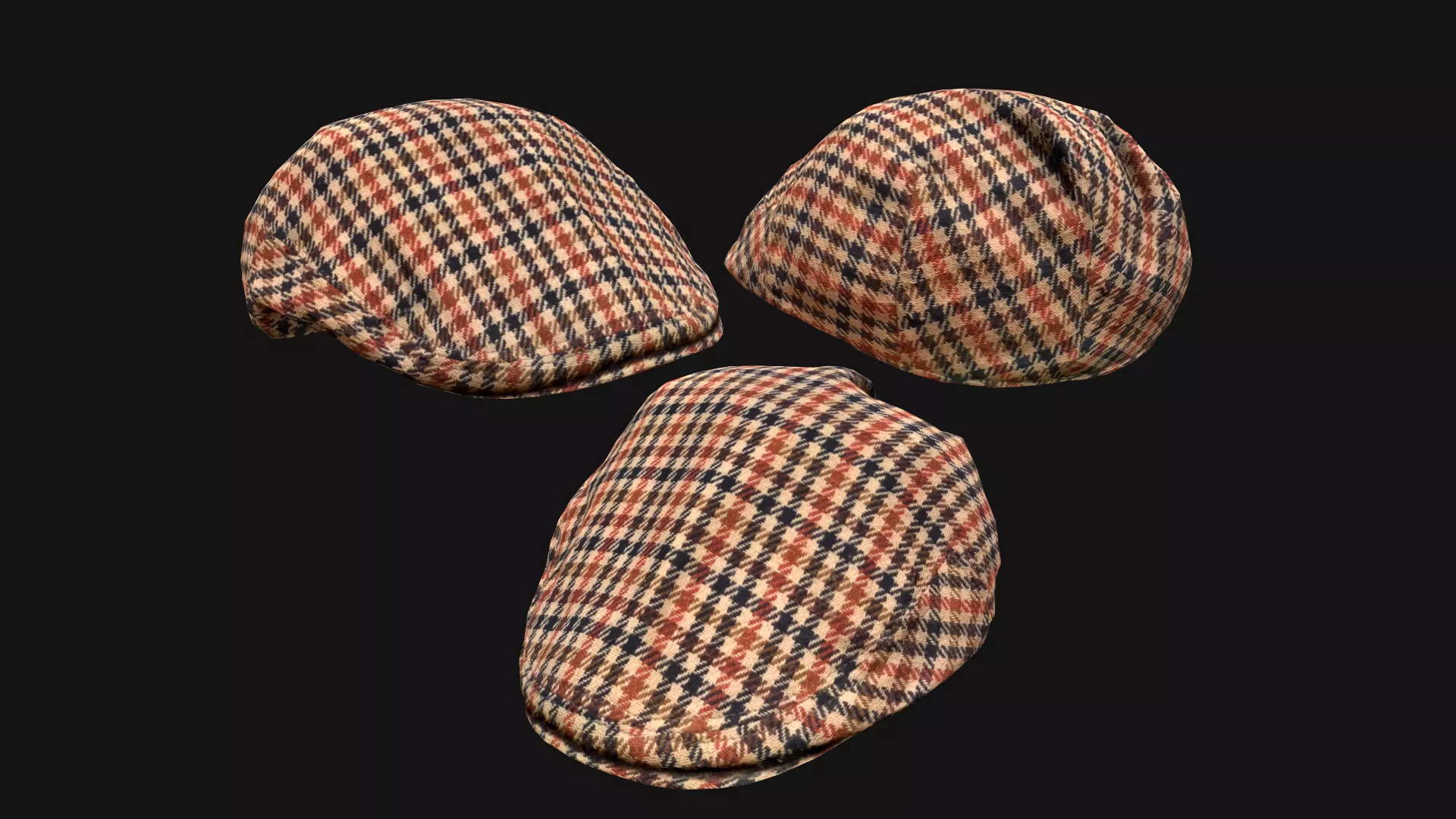 Flat Cap Low-poly 3D model_0