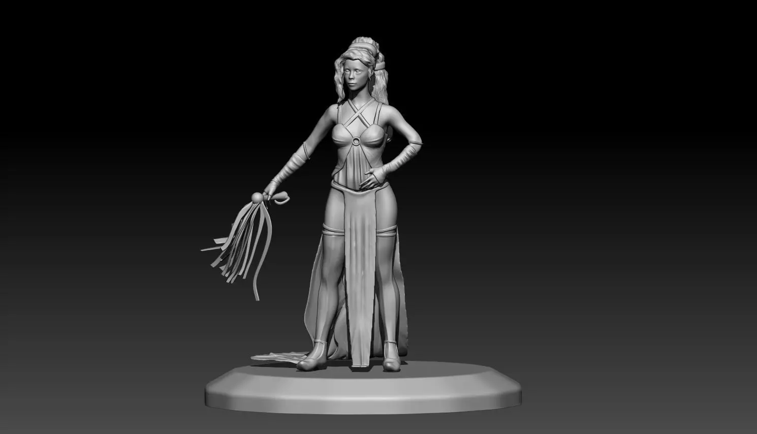 Girl with a whip 3D print model_0