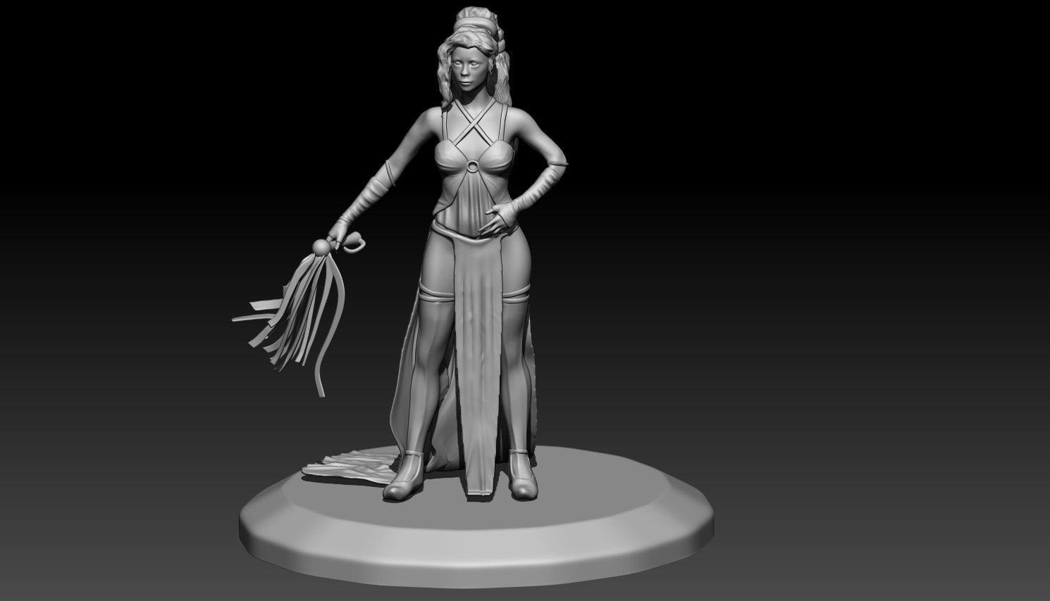 Girl with a whip 3D print model_3