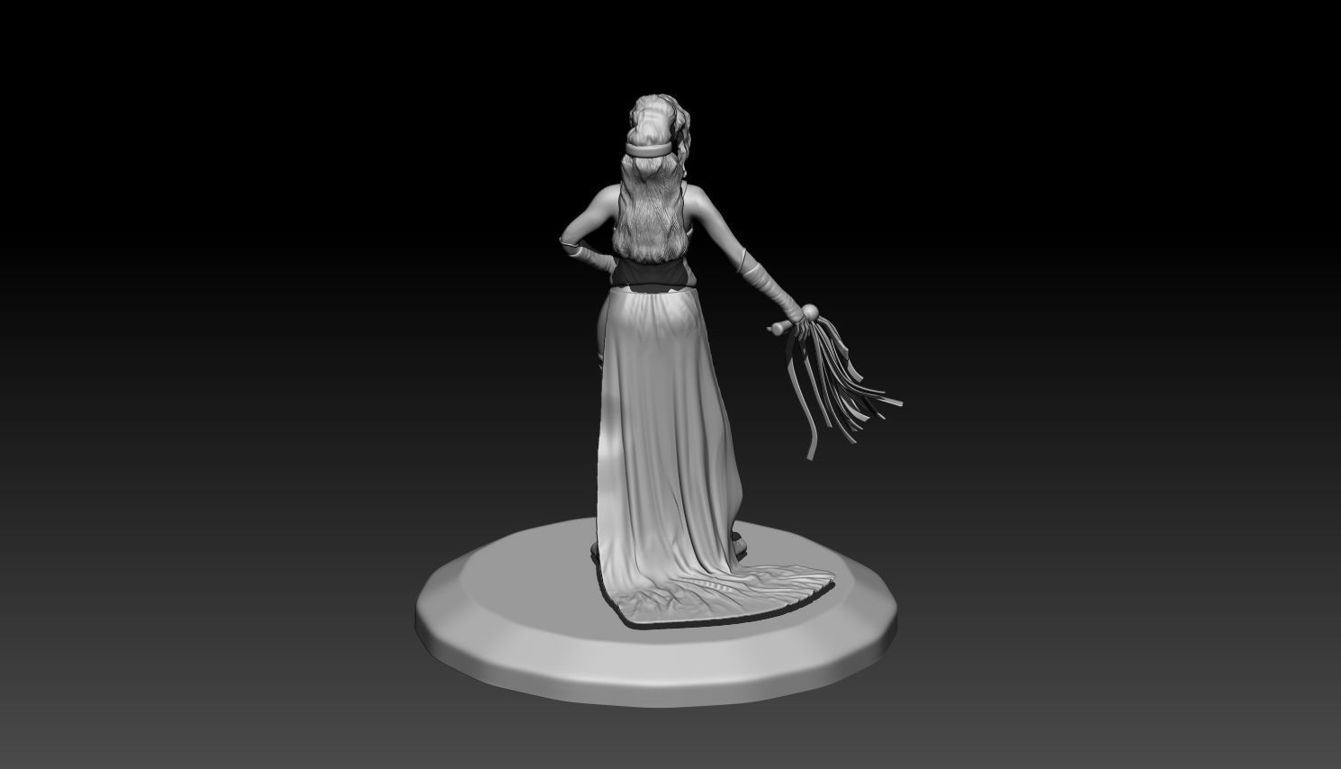 Girl with a whip 3D print model_2