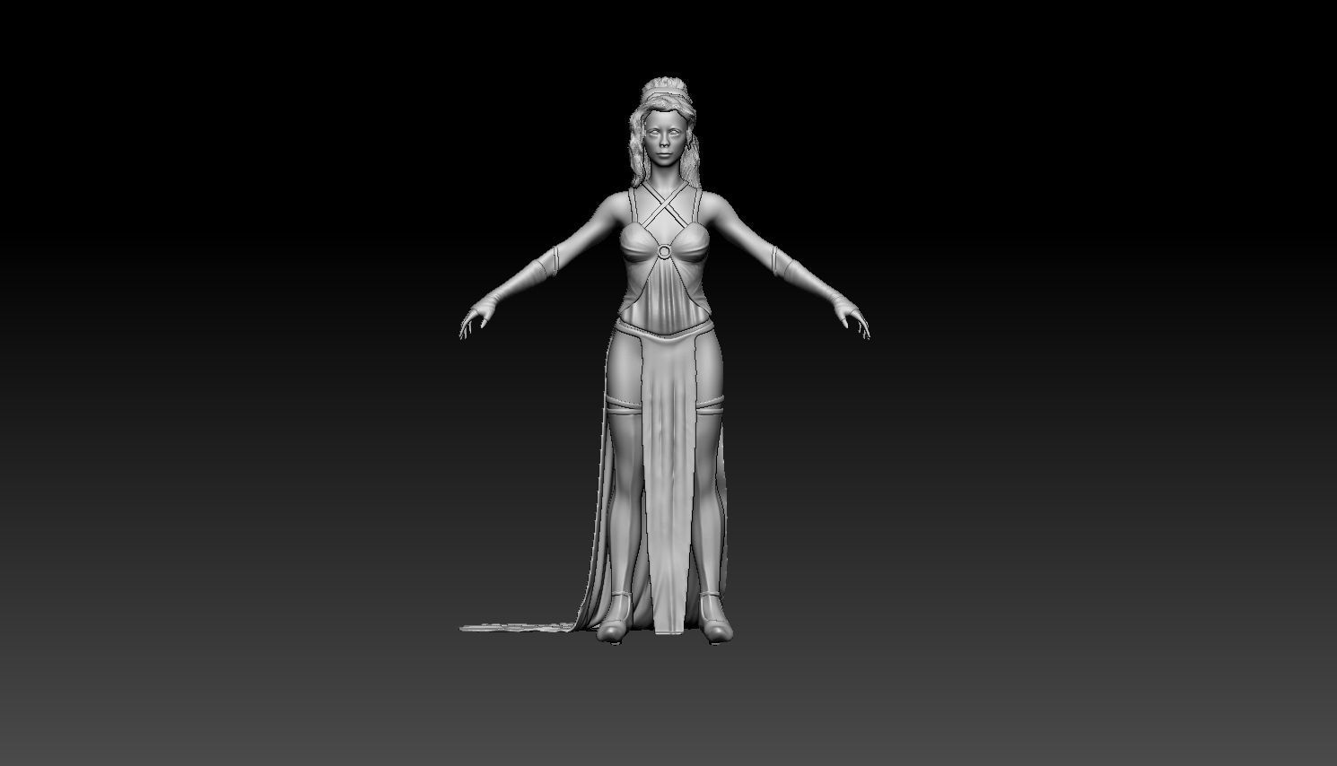 Girl with a whip 3D print model_4