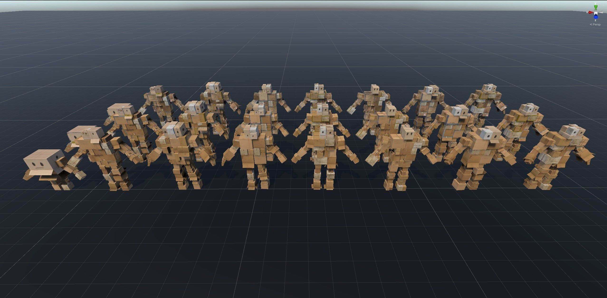 Cardboard Giant Army Low-poly 3D model_17