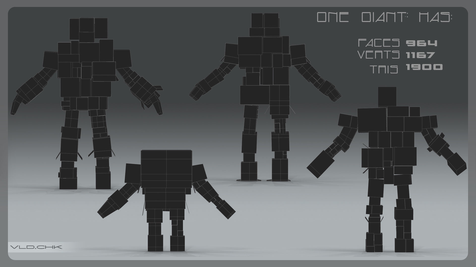 Cardboard Giant Army Low-poly 3D model_8