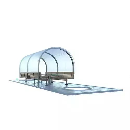 alcove outdoor bench with glass roof