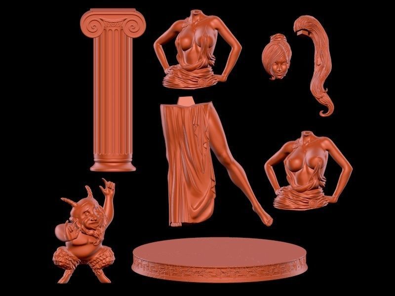 Megaera statue of woman in dress 3D print model_2