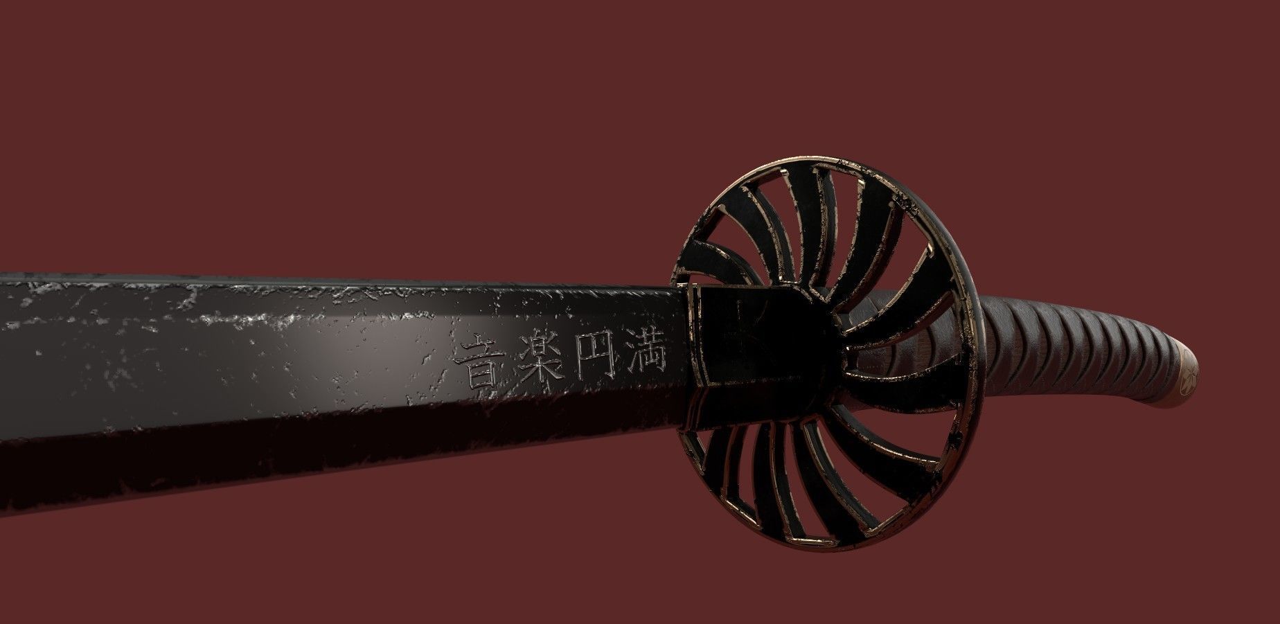 Katana Sword Blade Low-poly 3D model Low-poly 3D model_8