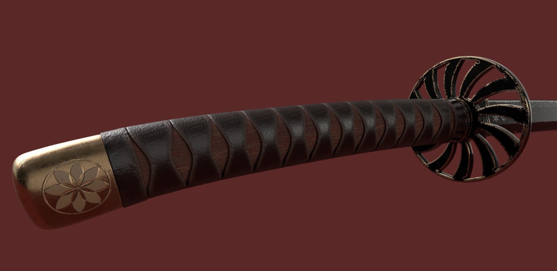 Katana Sword Blade Low-poly 3D model Low-poly 3D model_10