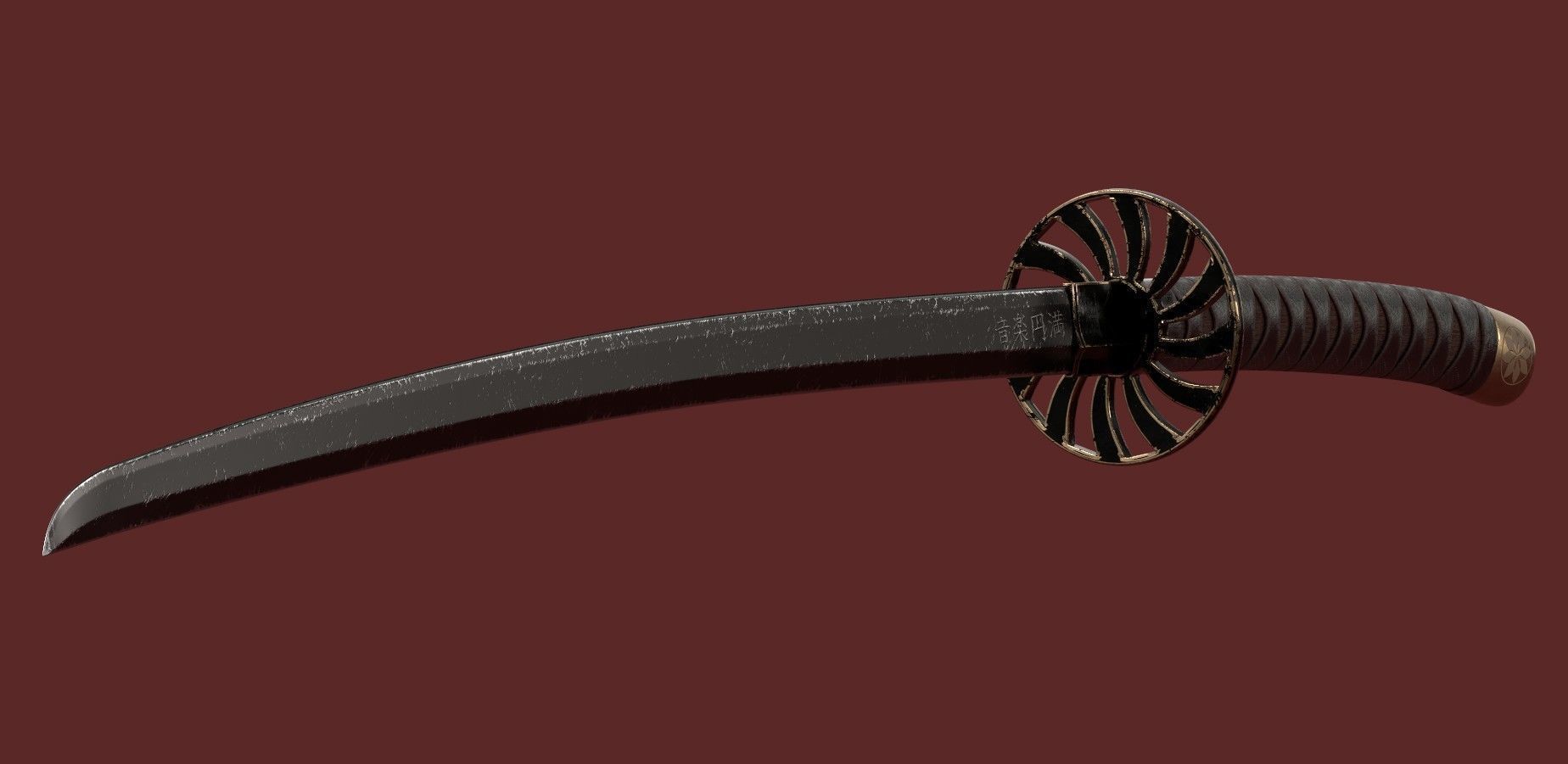 Katana Sword Blade Low-poly 3D model Low-poly 3D model_4