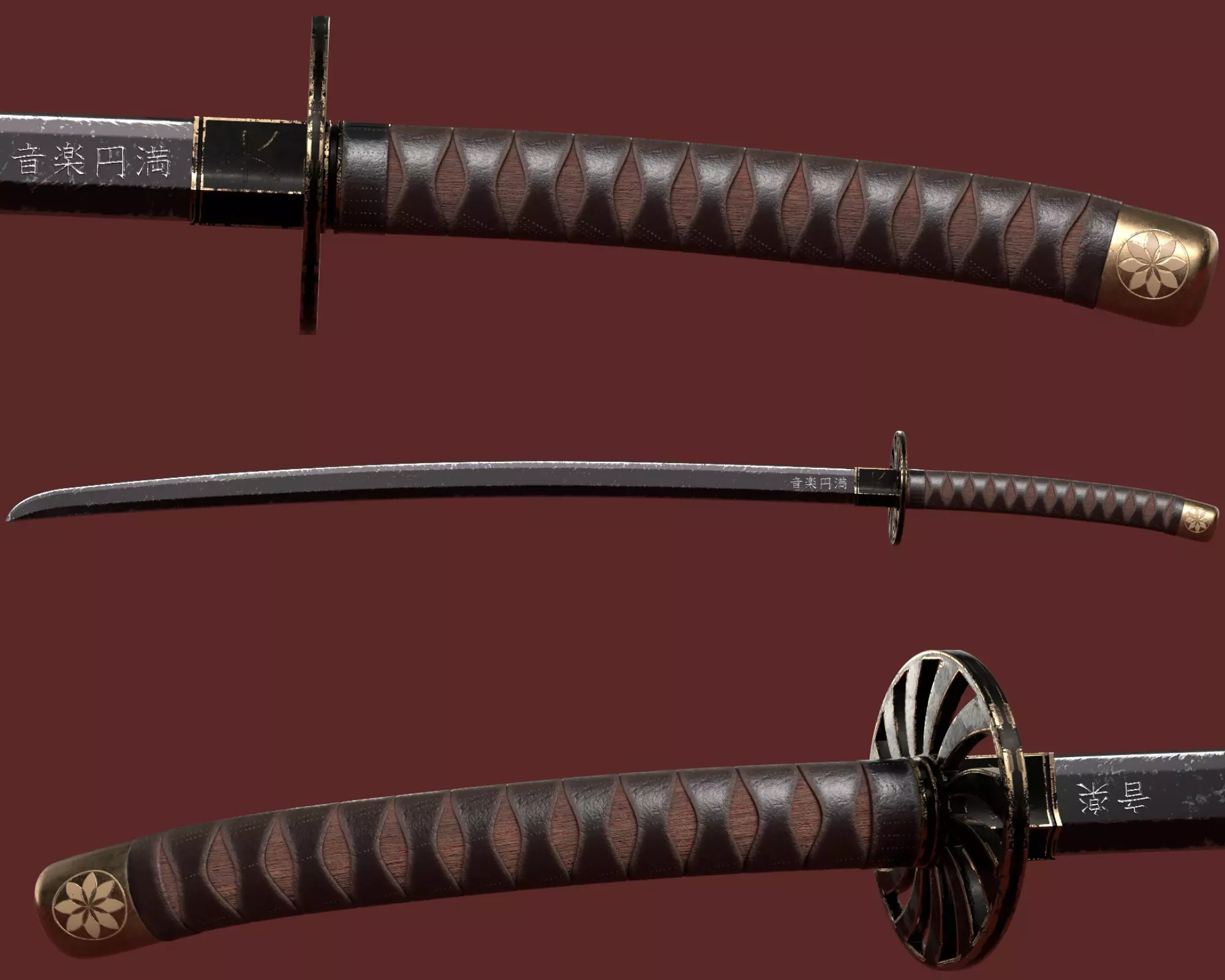 Katana Sword Blade Low-poly 3D model Low-poly 3D model_0