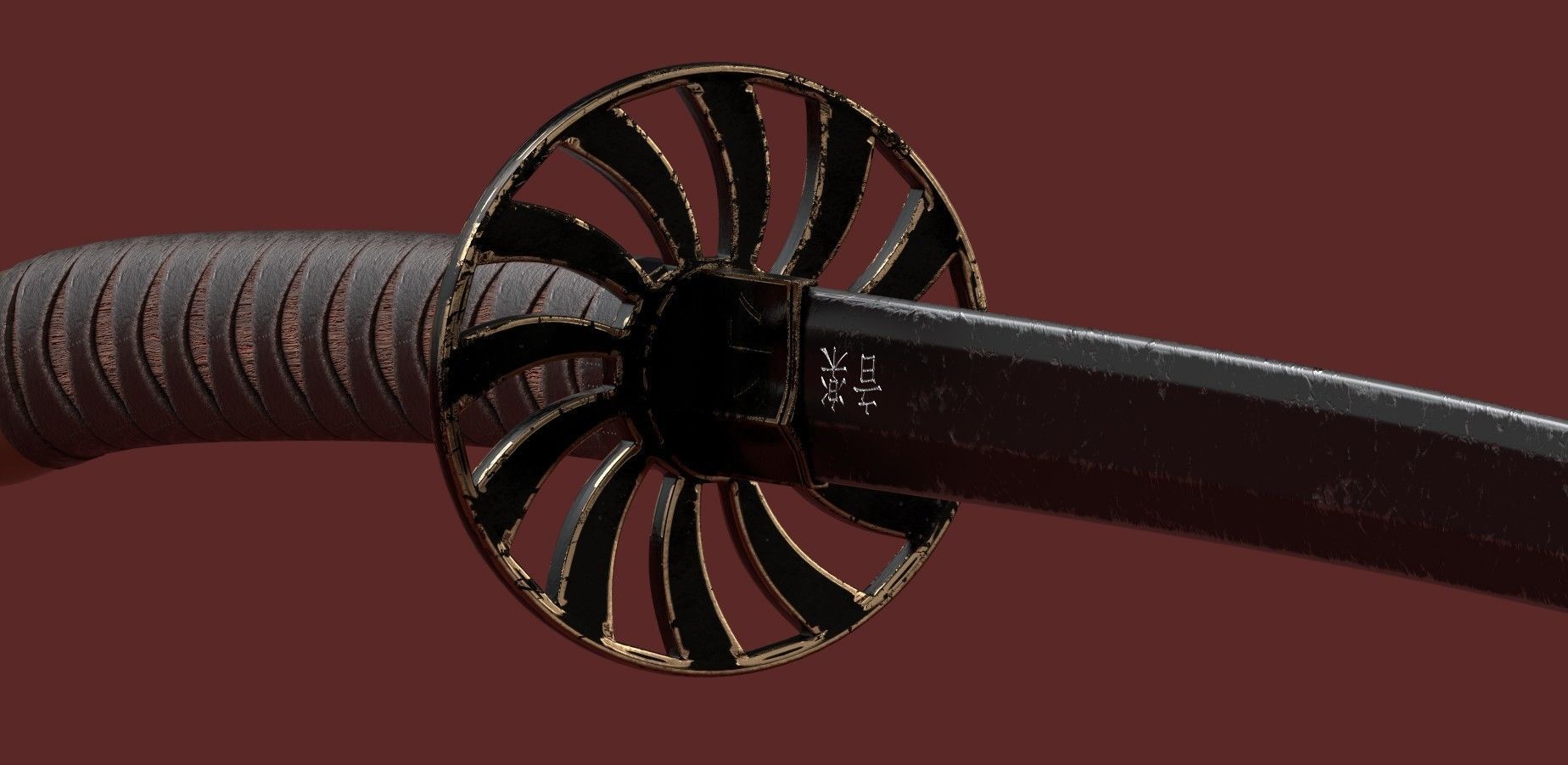 Katana Sword Blade Low-poly 3D model Low-poly 3D model_7